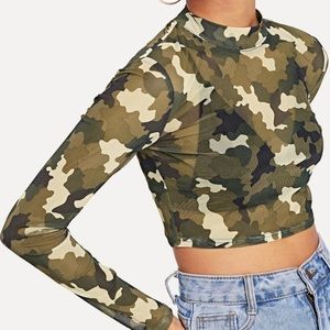 Camo Sheer Top